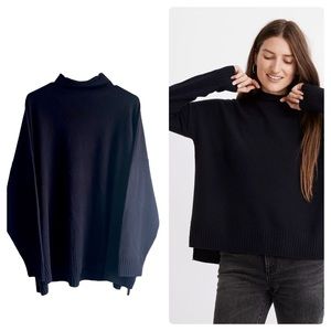 Madewell Plus 100% Cashmere Mockneck Turtleneck Sweater Navy Blue 3x